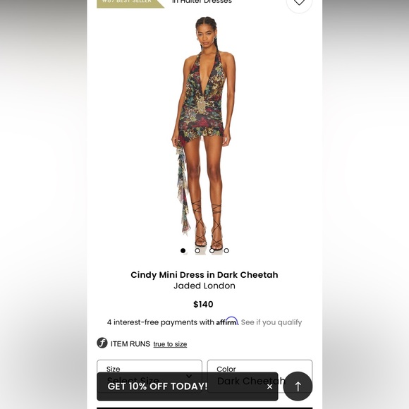Jaded London Cindy Mini Plunge Dress in Dark Cheetah - Picture 1 of 4